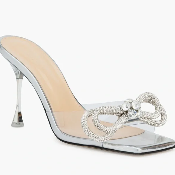 MACH & MACH Double Bow Clear Slide Sandal - Picture 1 of 7
